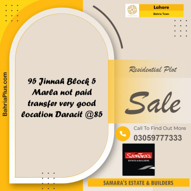 Residential Plot for Sale in Bahria Town, Lahore - (BP-185737)