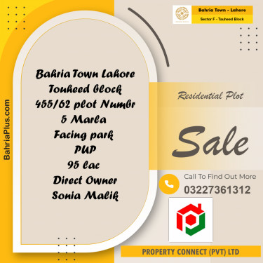 Residential Plot for Sale in Sector F - Tauheed Block -  Bahria Town, Lahore - (BP-185774)