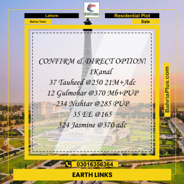 Residential Plot for Sale in Bahria Town, Lahore - (BP-185779)