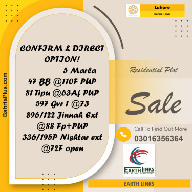 Residential Plot for Sale in Bahria Town, Lahore - (BP-185780)