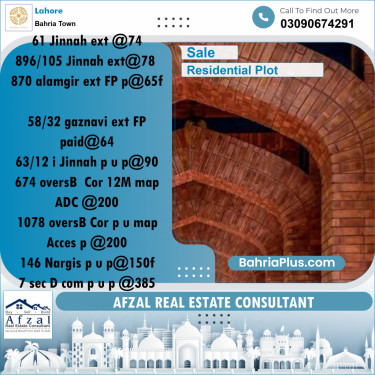 Residential Plot for Sale in Bahria Town, Lahore - (BP-185784)