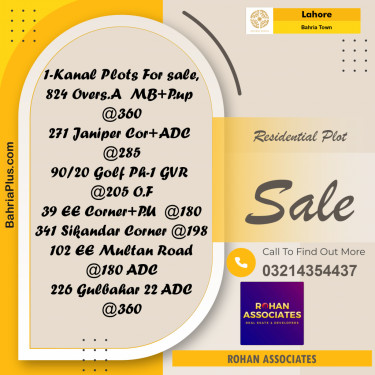 Residential Plot for Sale in Bahria Town, Lahore - (BP-185791)