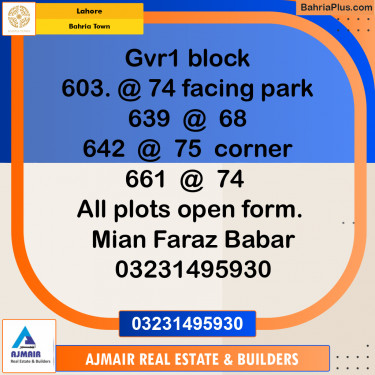 Residential Plot for Sale in Bahria Town, Lahore - (BP-185804)