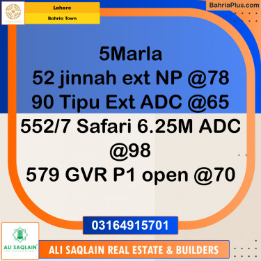 Residential Plot for Sale in Bahria Town, Lahore - (BP-185822)