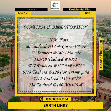 Residential Plot for Sale in Bahria Town, Lahore - (BP-185837)