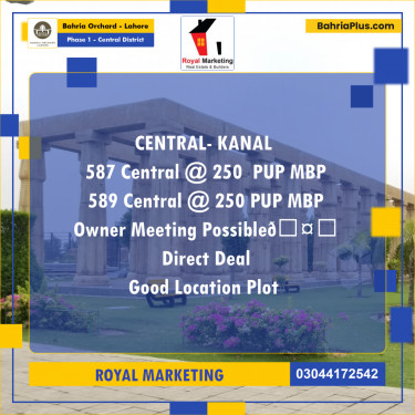 Residential Plot for Sale in Phase 1 - Central District -  Bahria Orchard, Lahore - (BP-185854)