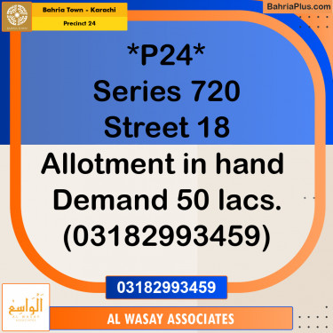 125 Sq. Yards Residential Plot for Sale in Precinct 24 -  Bahria Town, Karachi - (BP-185887)