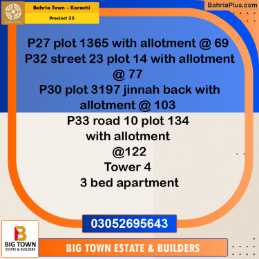 Residential Plot for Sale in Precinct 33 -  Bahria Town, Karachi - (BP-185901)