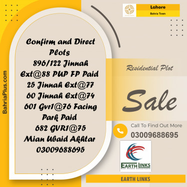 Residential Plot for Sale in Bahria Town, Lahore - (BP-185952)