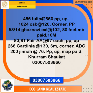 Residential Plot for Sale in Bahria Town, Lahore - (BP-185964)