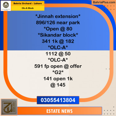 Residential Plot for Sale in OLC-A Block -  Bahria Orchard, Lahore - (BP-185989)