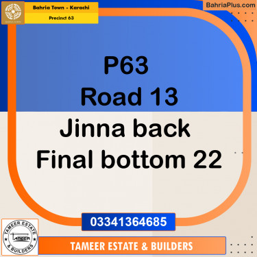 Residential Plot for Sale in Precinct 63 -  Bahria Town, Karachi - (BP-186024)