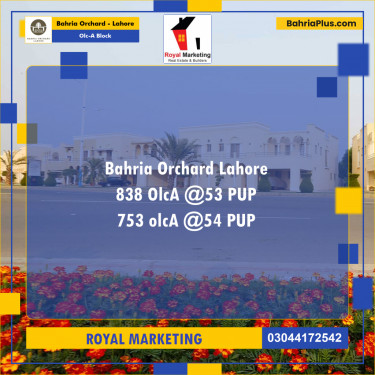 Residential Plot for Sale in OLC-A Block -  Bahria Orchard, Lahore - (BP-186128)