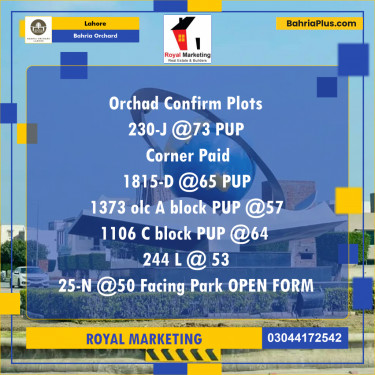Residential Plot for Sale in Bahria Orchard, Lahore - (BP-186129)