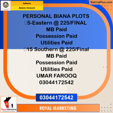 Residential Plot for Sale in Bahria Orchard, Lahore - (BP-186137)