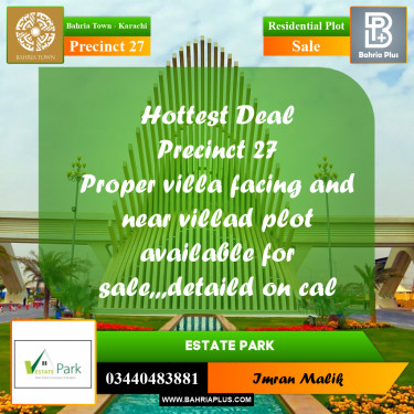 Residential Plot for Sale in Precinct 27 -  Bahria Town, Karachi - (BP-186144)
