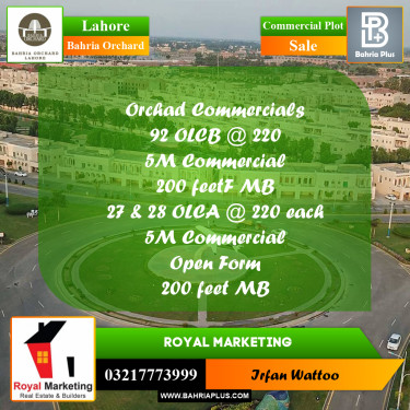 Commercial Plot for Sale in Bahria Orchard, Lahore - (BP-186165)