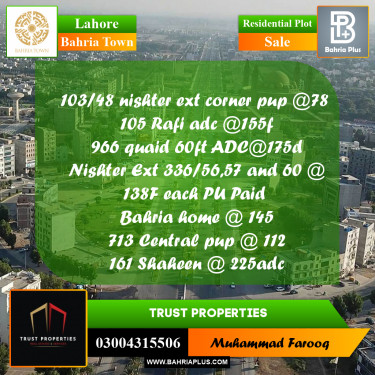 Residential Plot for Sale in Bahria Town, Lahore - (BP-186174)