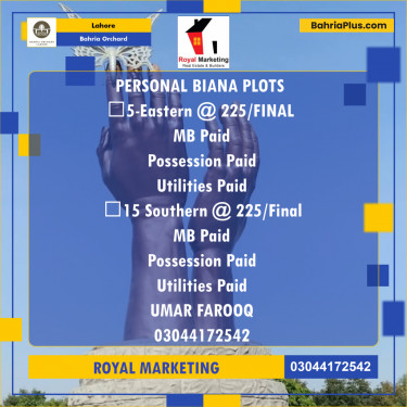 Residential Plot for Sale in Bahria Orchard, Lahore - (BP-186245)