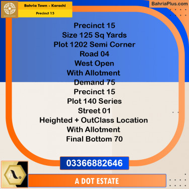 125 Sq. Yards Residential Plot for Sale in Precinct 15 -  Bahria Town, Karachi - (BP-186328)