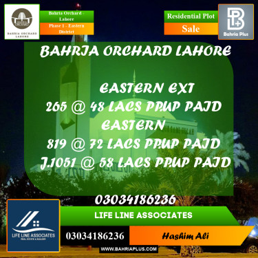 Residential Plot for Sale in Phase 1 - Eastern District -  Bahria Orchard, Lahore - (BP-186388)