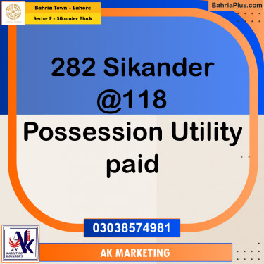 Residential Plot for Sale in Sector F - Sikander Block -  Bahria Town, Lahore - (BP-186452)