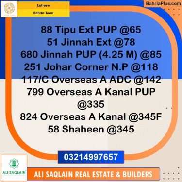 Residential Plot for Sale in Bahria Town, Lahore - (BP-186459)