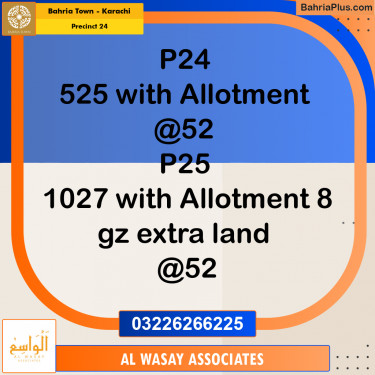 125 Sq. Yards Residential Plot for Sale in Precinct 24 -  Bahria Town, Karachi - (BP-186483)