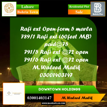 Residential Plot for Sale in Bahria Town, Lahore - (BP-186498)