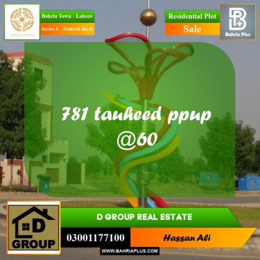 Residential Plot for Sale in Sector F - Tauheed Block -  Bahria Town, Lahore - (BP-186506)