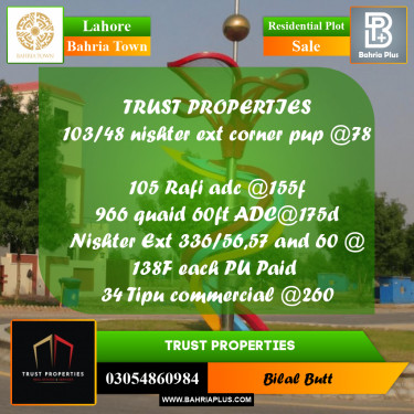 Residential Plot for Sale in Bahria Town, Lahore - (BP-186561)