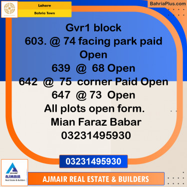 Residential Plot for Sale in Bahria Town, Lahore - (BP-186574)