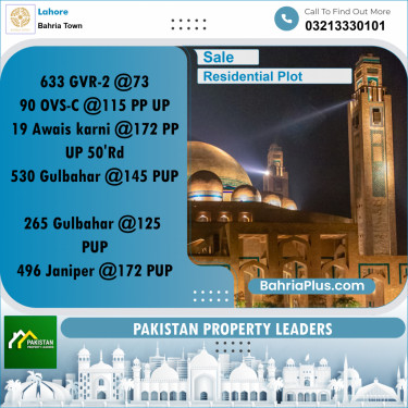 Residential Plot for Sale in Bahria Town, Lahore - (BP-186594)