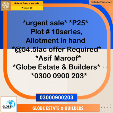 125 Sq. Yards Residential Plot for Sale in Precinct 25 -  Bahria Town, Karachi - (BP-186628)