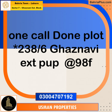 Residential Plot for Sale in Sector F - Ghaznavi Ext. Block -  Bahria Town, Lahore - (BP-186679)