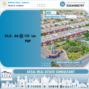 Residential Plot for Sale in Sector D - AA Block -  Bahria Town, Lahore - (BP-186698)