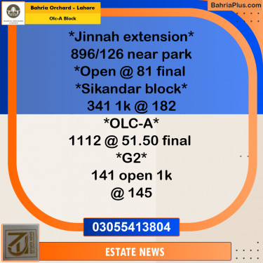 Residential Plot for Sale in OLC-A Block -  Bahria Orchard, Lahore - (BP-186702)