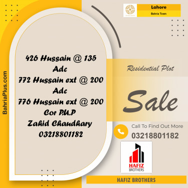 Residential Plot for Sale in Bahria Town, Lahore - (BP-186719)