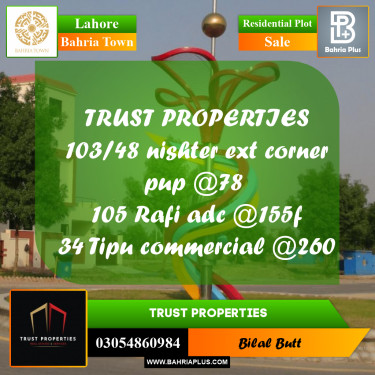 Residential Plot for Sale in Bahria Town, Lahore - (BP-186763)