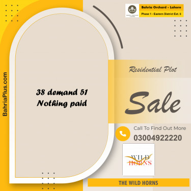 Residential Plot for Sale in Phase 1 - Eastern District Ext. II -  Bahria Orchard, Lahore - (BP-186808)