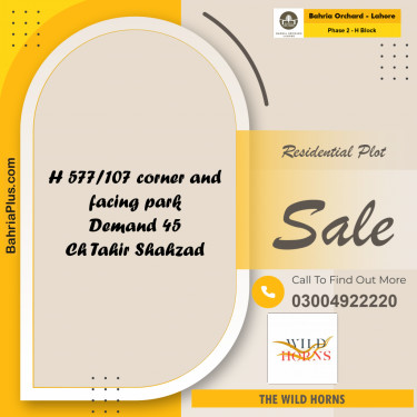 Residential Plot for Sale in Phase 2 - H Block -  Bahria Orchard, Lahore - (BP-186817)