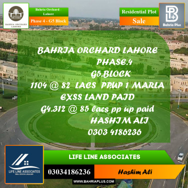 Residential Plot for Sale in Phase 4 - G5 Block -  Bahria Orchard, Lahore - (BP-186903)