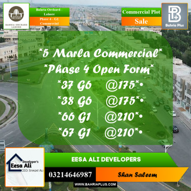 Commercial Plot for Sale in Phase 4 - G1 Commercial -  Bahria Orchard, Lahore - (BP-186959)
