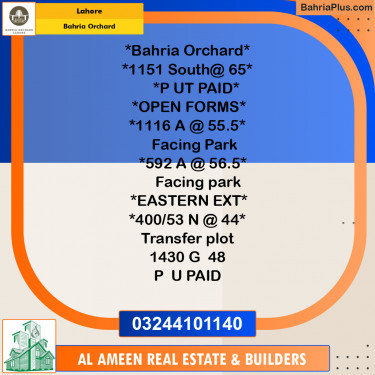 Residential Plot for Sale in Bahria Orchard, Lahore - (BP-186973)