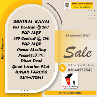 Residential Plot for Sale in Phase 1 - Central District -  Bahria Orchard, Lahore - (BP-186979)