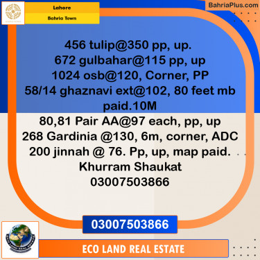 Residential Plot for Sale in Bahria Town, Lahore - (BP-187020)