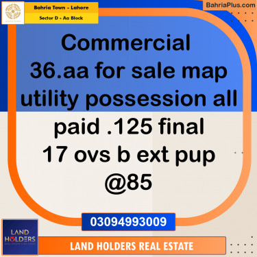 Residential Plot for Sale in Sector D - AA Block -  Bahria Town, Lahore - (BP-187059)