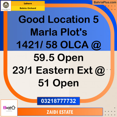 Residential Plot for Sale in Bahria Orchard, Lahore - (BP-187118)