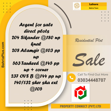 Residential Plot for Sale in Bahria Town, Lahore - (BP-187152)
