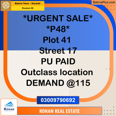Residential Plot for Sale in Precinct 48 -  Bahria Town, Karachi - (BP-187162)